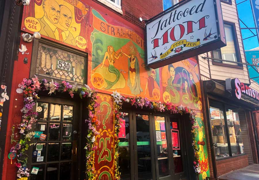 View of the colorful exterior of Tattooed Mom