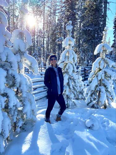 Taylor Ramsey posing for a photo during winter in Stanley, Idaho