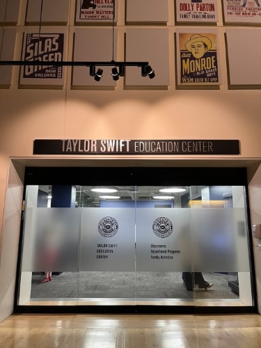 View of the entrance to Taylor Swift Education Center