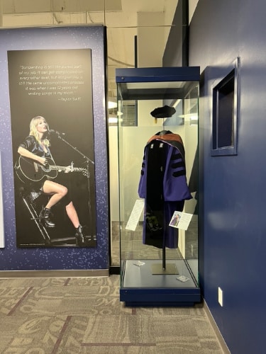 Taylor Swift's NYU graduation speech gown displayed in Country Music Hall of Fame