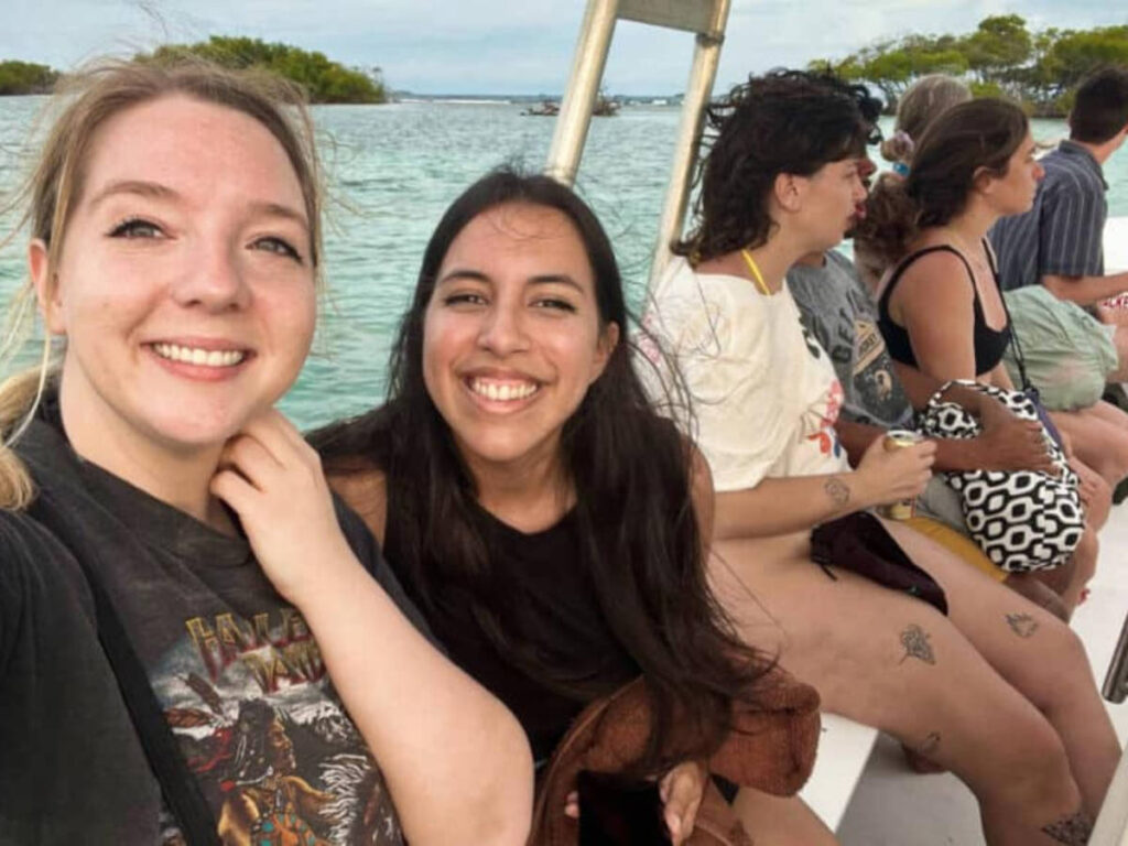 Travel Lemming marketing director, Taylor with Travel Lemming writer, Vanessa during a boat tour in Old San Juan