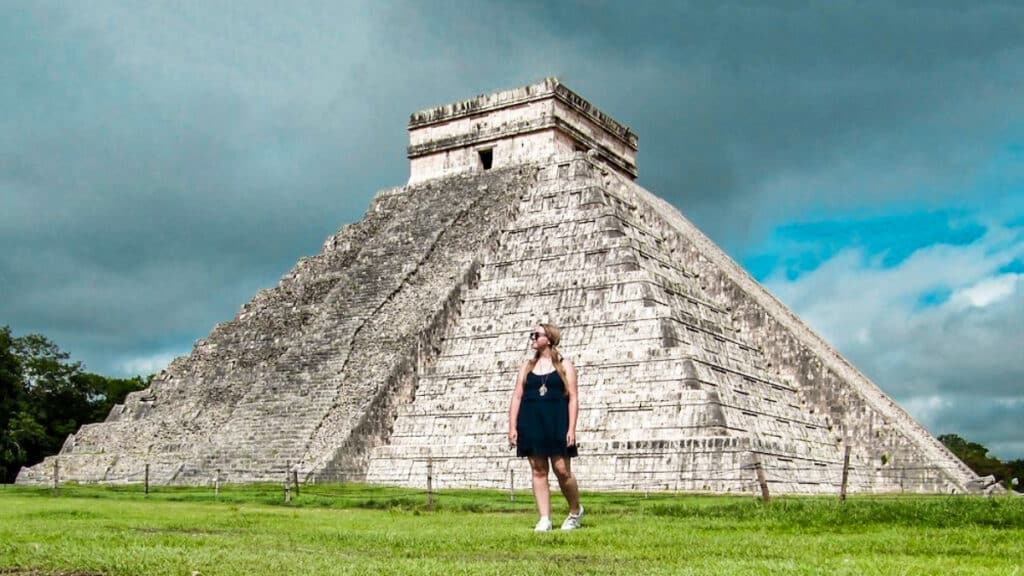 The author Taylor Herperger, posing in front of the Chichen Itza