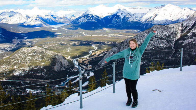 The author Taylor Herperger at the top of Sulphur Mountain in Banff