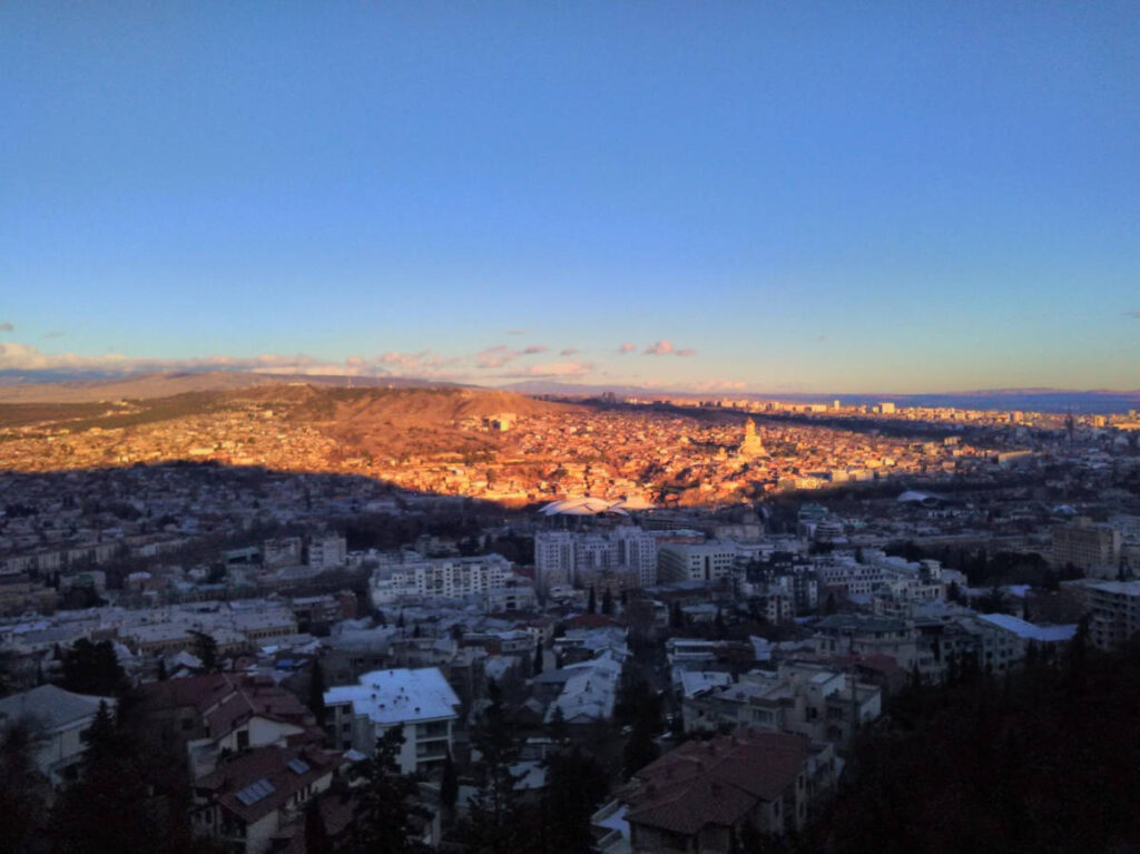 Scenic sunrise view over the city