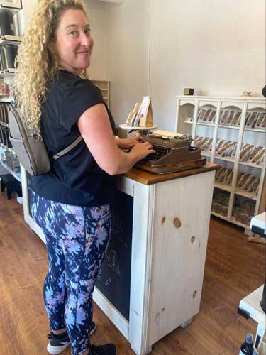 The author inside a tea shop in New Mexico
