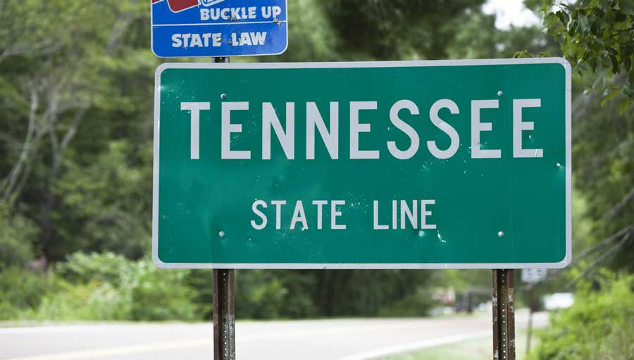 View of the Tennessee State Line sign