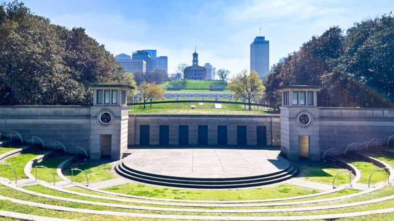 View of the Tennessee State Capitol from the Bicentennial Capitol Mall in Nashville