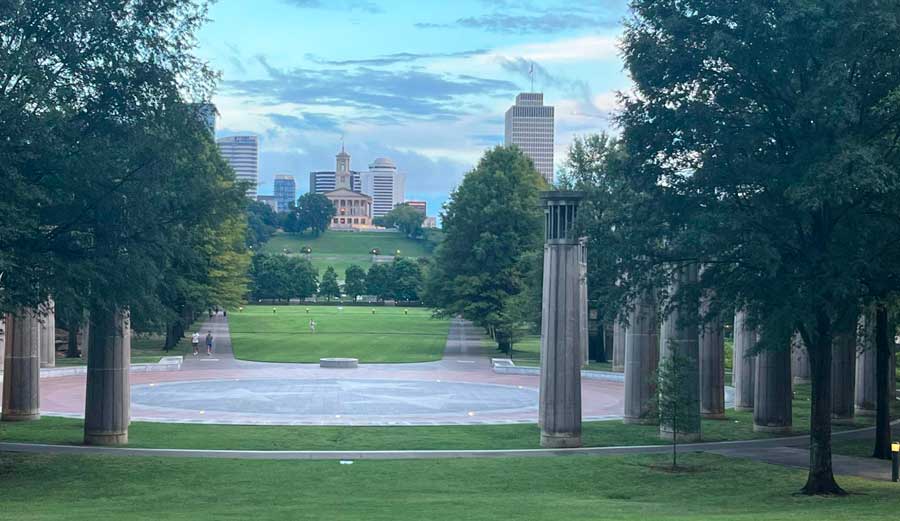The Tennessee’s Capitol Building view from afar while riding a trolley