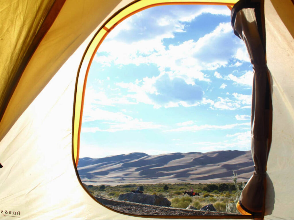 View from the Piñon Flats Campground inside a tent