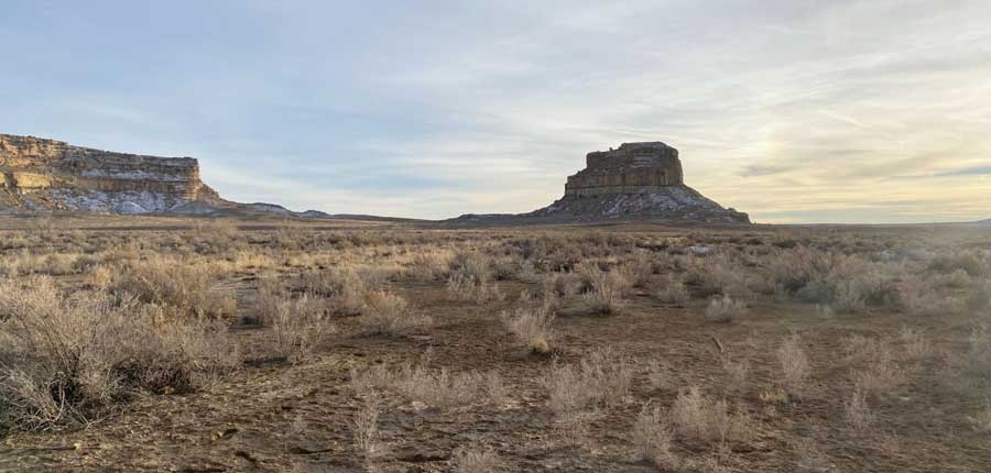 View of terrains at the Chaco Culture National Historical Park in New Mexico