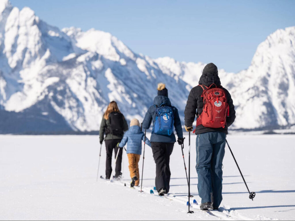 Nordic skiers view at Teton Range