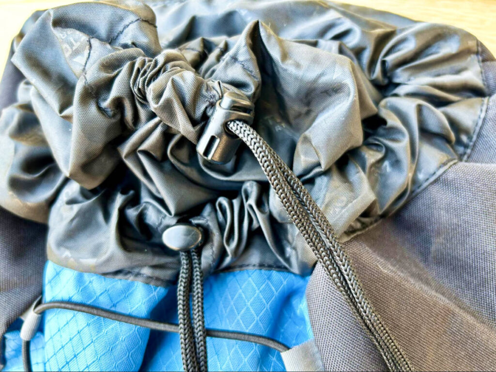 Closeup view of the drawstring feature of the Teton Sports Scout Backpack