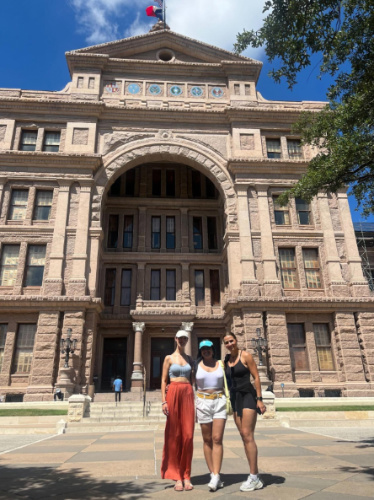 The author Niamh Hayes with her friends outside the Texas Capital building
