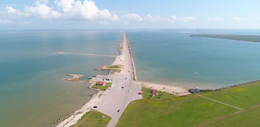 Aerial view of the Texas City Dike