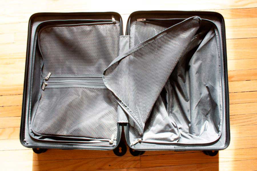 View of the interior of a Level8 Textured Carry On