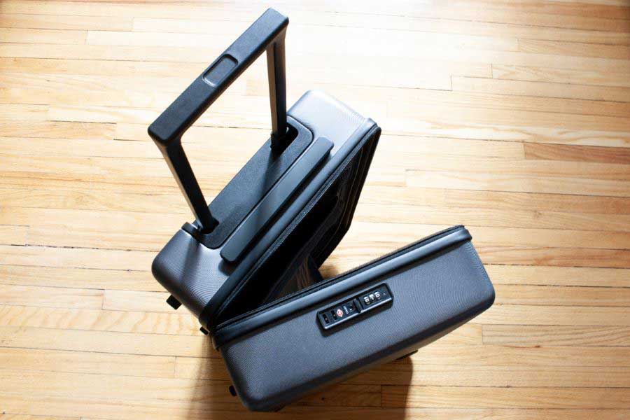 The Textured Carry On Luggage half open