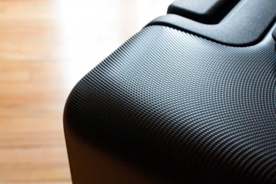 Close up view of the waterproof shell of the Textured Carry On