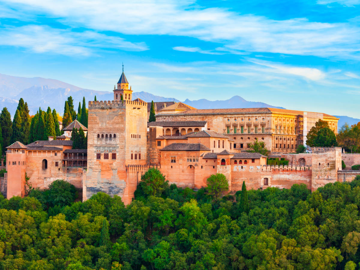 Aerial panoramic view of The Alhambra in Granada