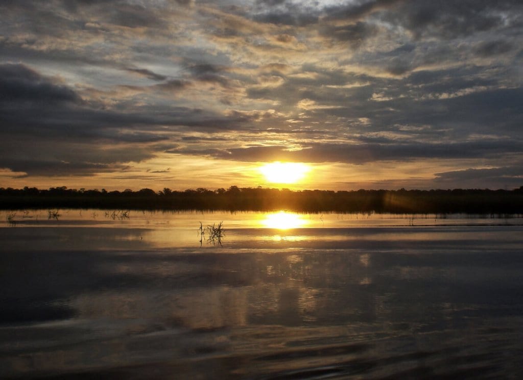 Scenic view of the sunset on the horizon of The Amazon Basin