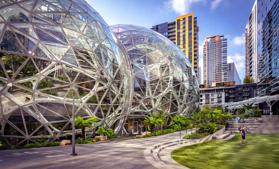 The Amazon Spheres building from the outside