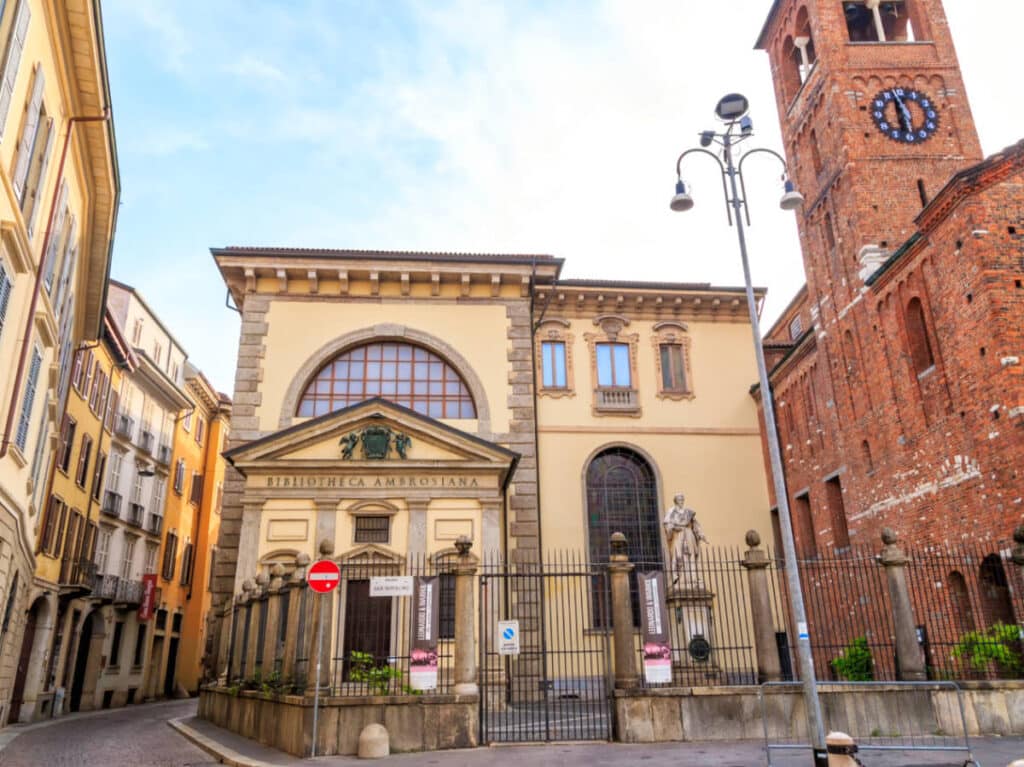 Exterior view of the main entrance to the Ambrosian Library