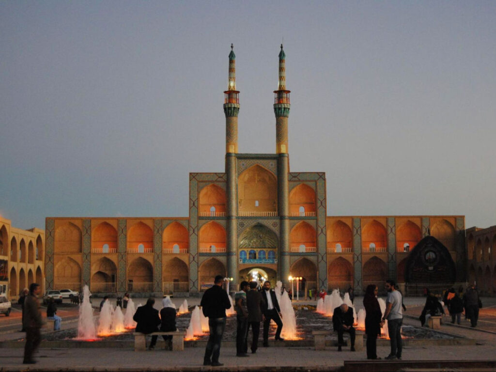 People hanging out at The Amir Chakhmaq Square