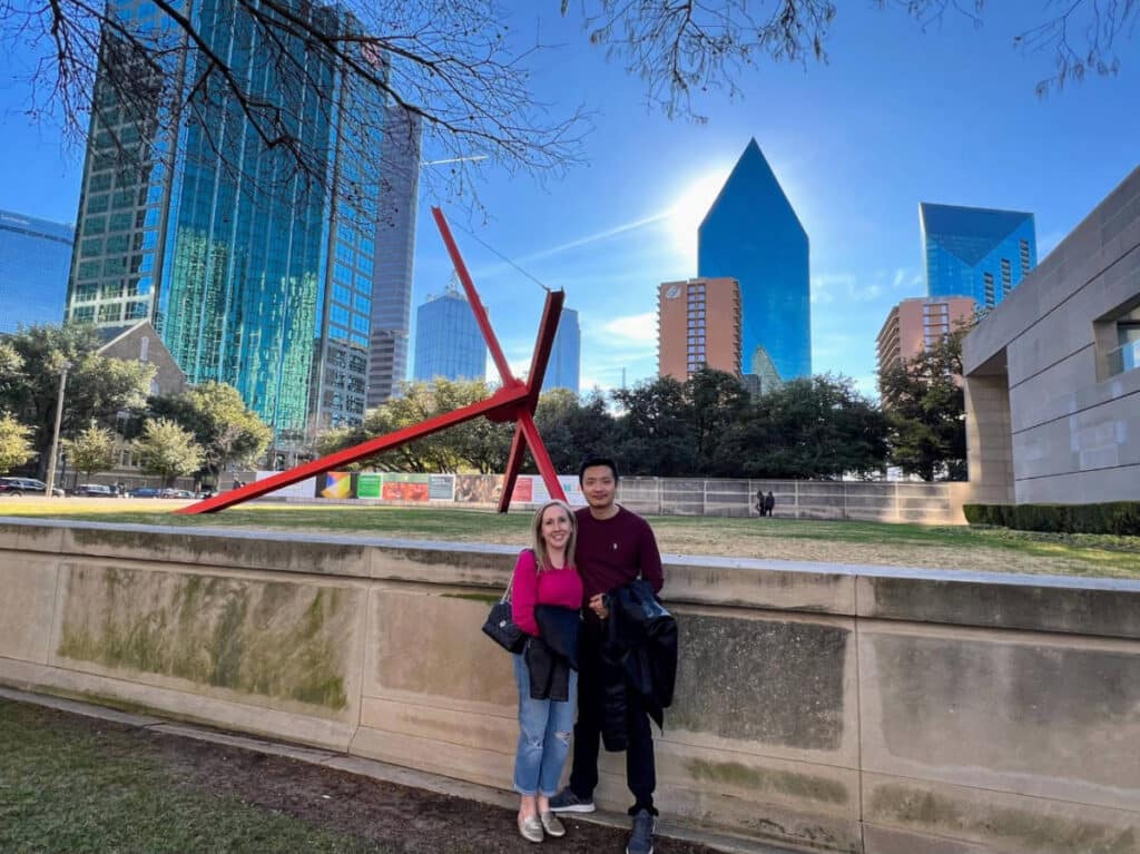 The author, Sarah Heath with her husband at the Dallas Museum of Art