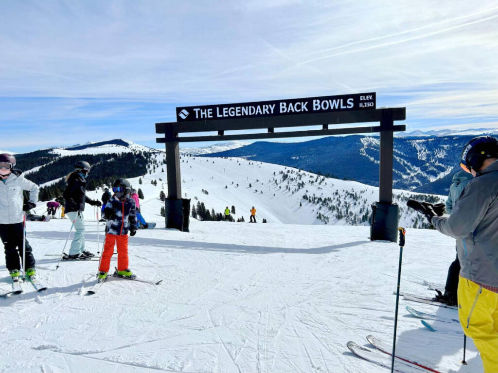 View of The Back Bowls signage in Vail