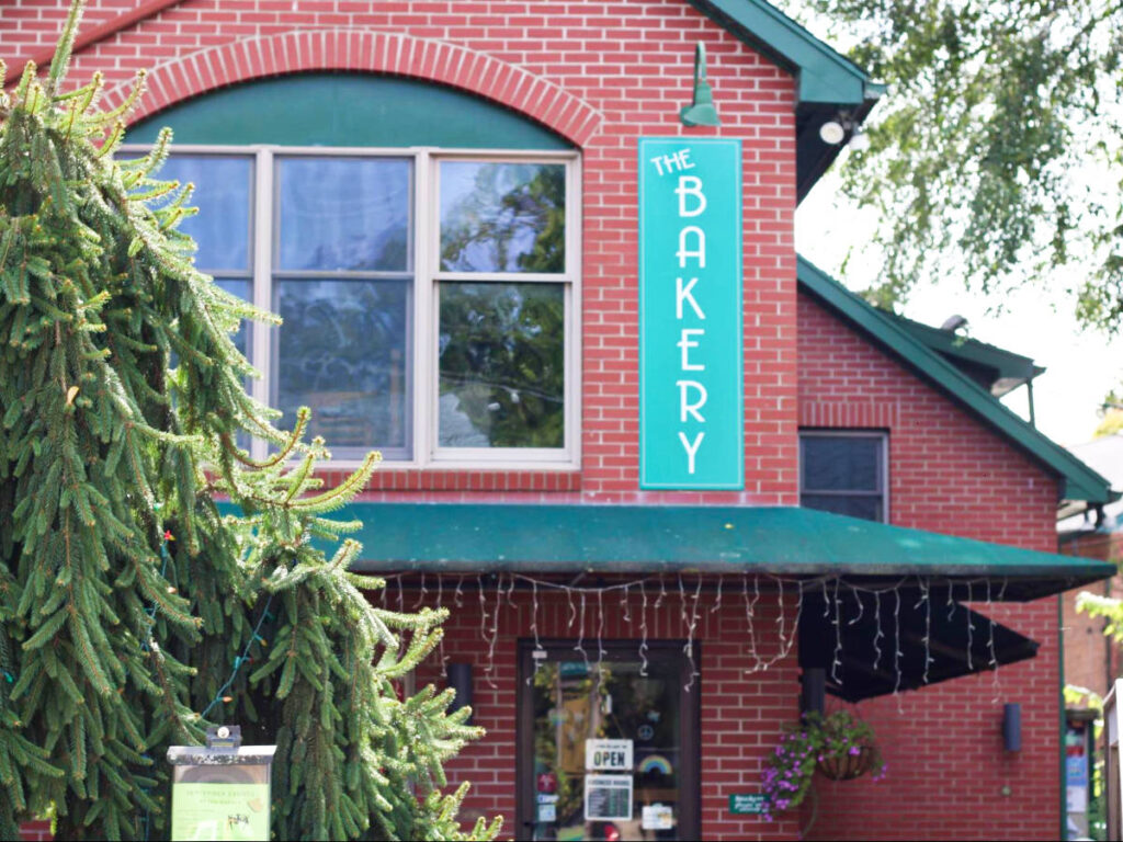 View of the brick walled exterior of The Bakery
