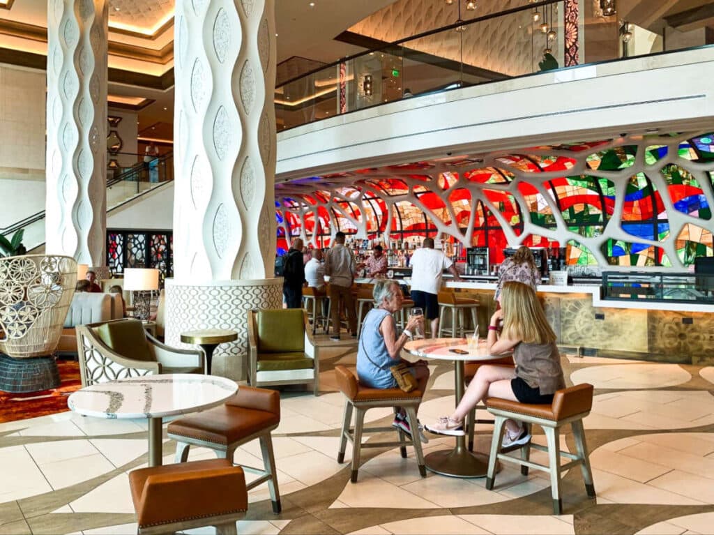 View of the people chilling inside the Barcelona Lounge at Coronado Springs Resort