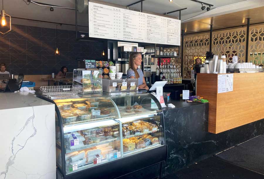 Pastry and drinks displayed at the counter of The Bardo Coffee House