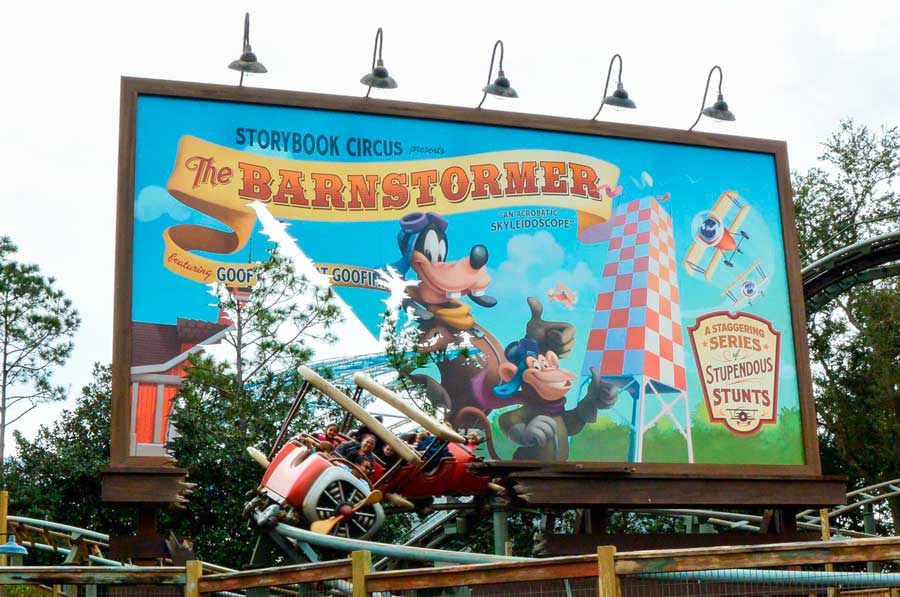 People riding in The Barnstormer