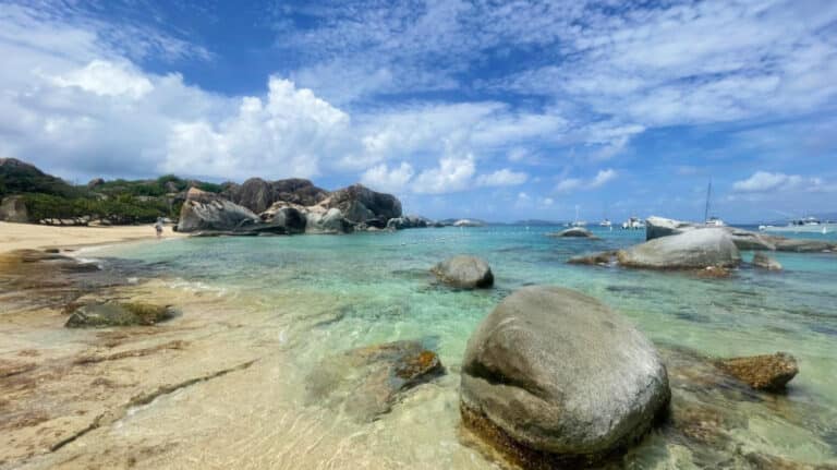 Blue sky over The Baths on Virgin Gorda