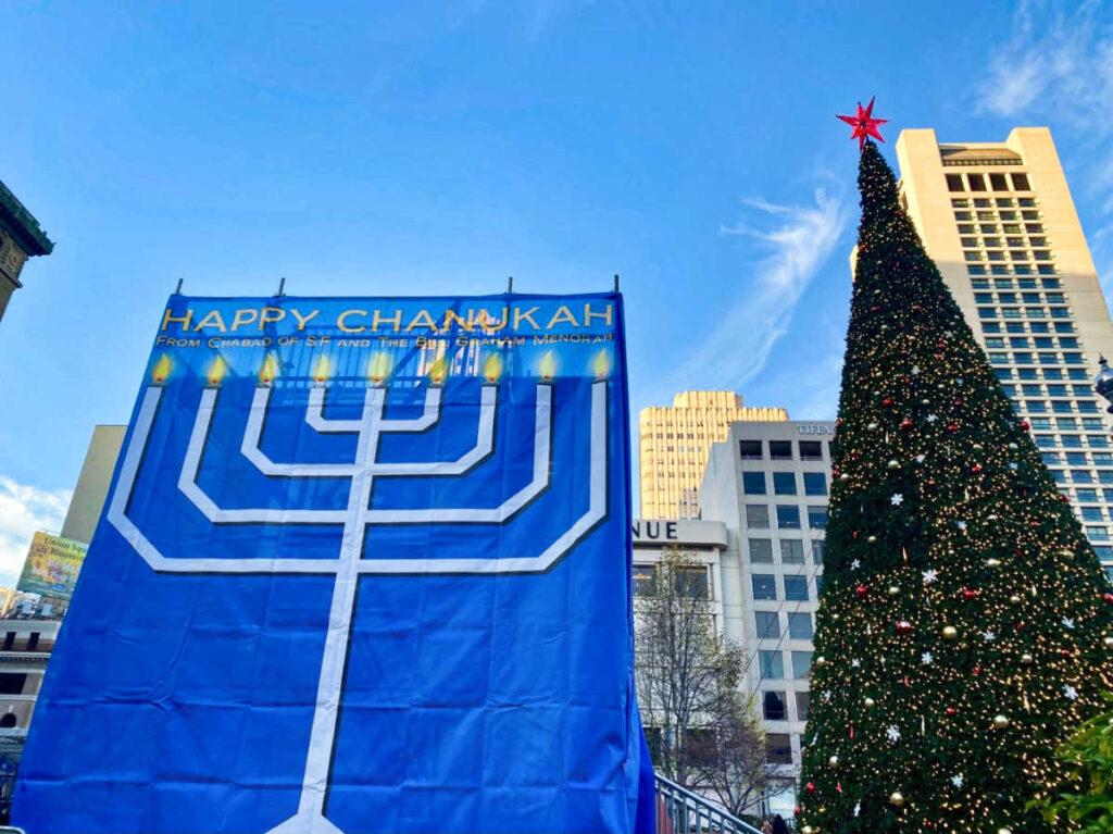 The Bill Graham Menorah in Union Square