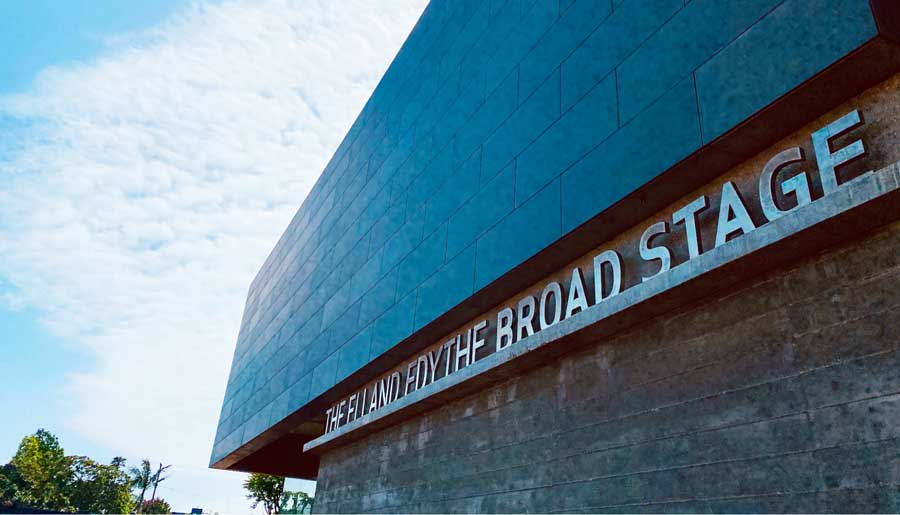 The Broad Stage signage from the outside