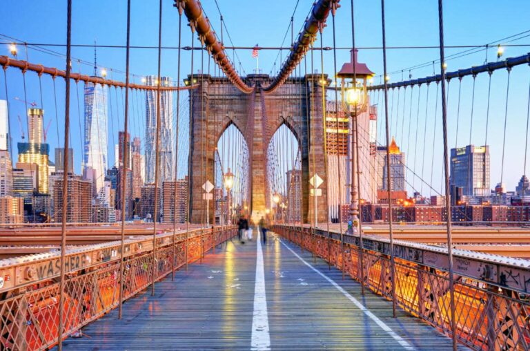View of NYC from the Brooklynn Bridge pedestrian path