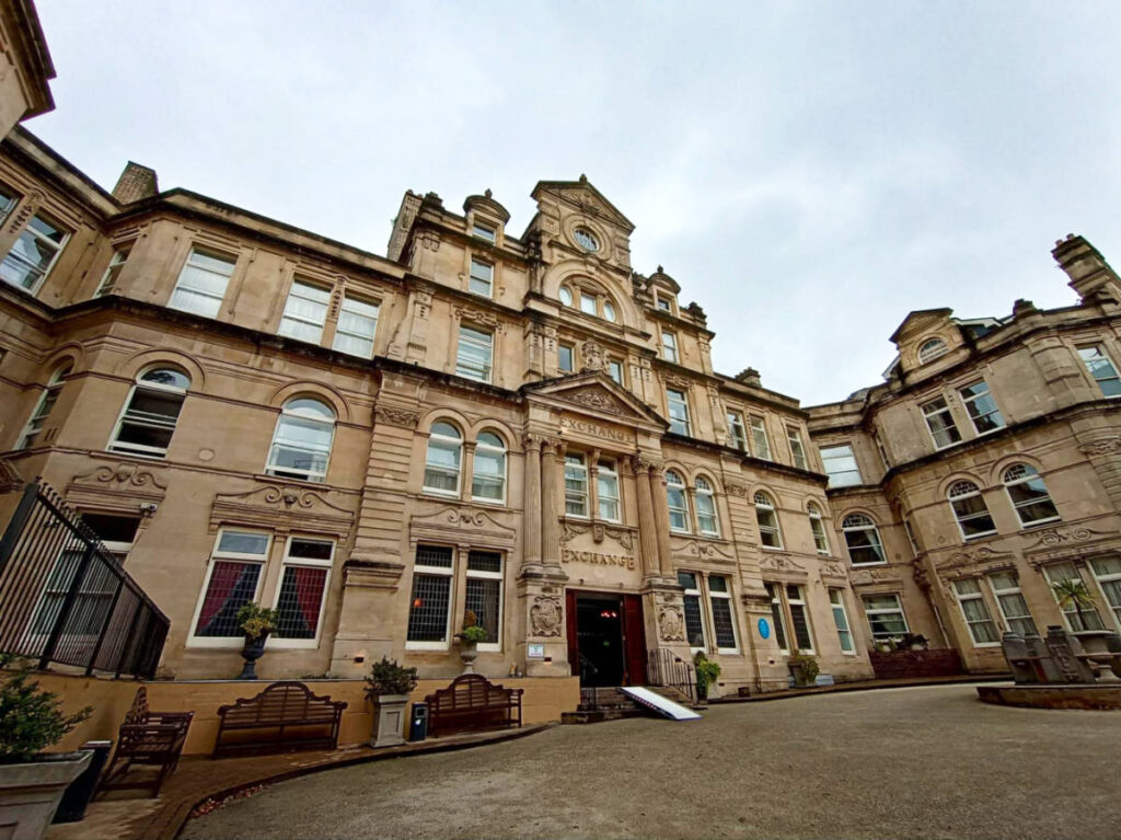 View of the intricate exterior of The Coal Exchange