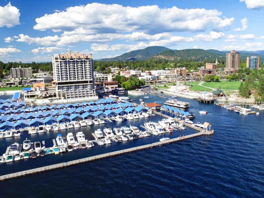 Aerial view of the city and Coeur d’Alene Resort