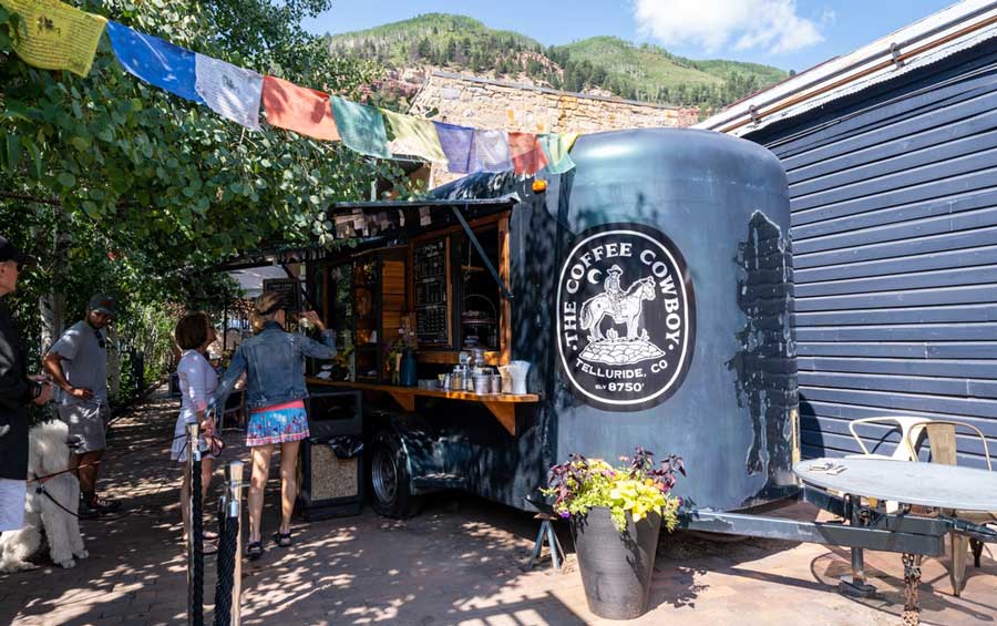 The Coffee Cowboy from the outside in Telluride