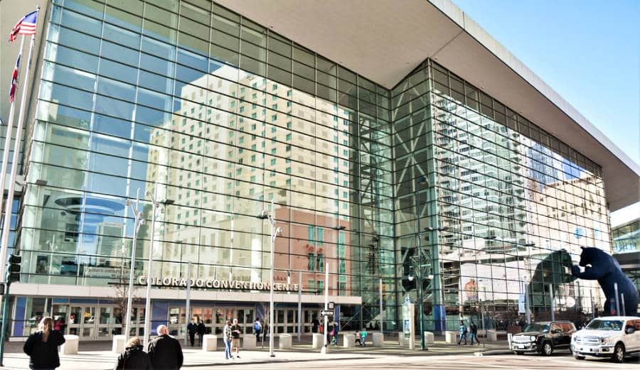 Façade of the glass walled Colorado Convention Center