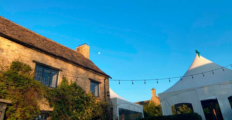 View of the clear blue sky from The Cotswolds