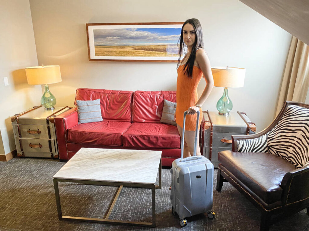 Clara Kesseler standing in a suite at the Crawford Hotel in Denver