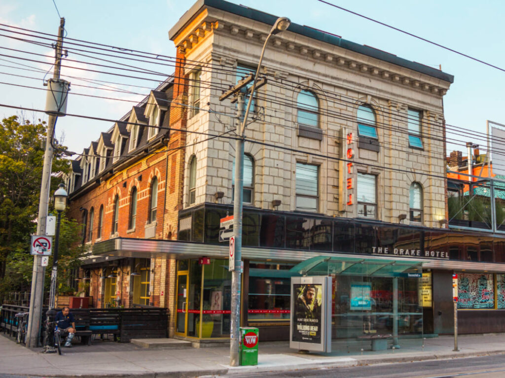 Outside view of the Drake Hotel in West Queen West