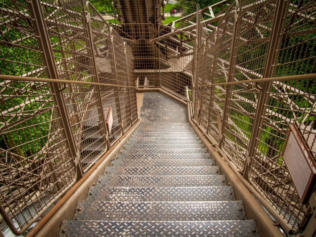 Metal lattice stairs, stairway of the Eiffel Tower