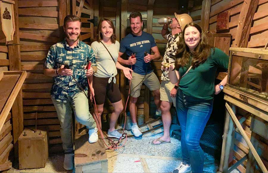 The author with her husband and friends in The Escape Game