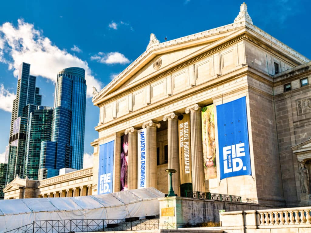 Exterior view of the magnificent The Field Museum in South Loop