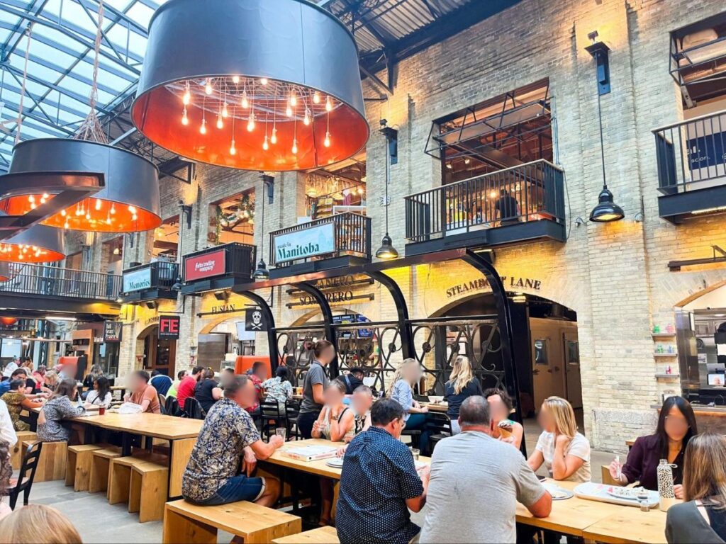 People dining at the shops & restaurants in Forks Market