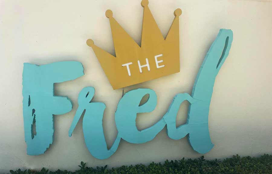View of The Fred signage outside the hotel