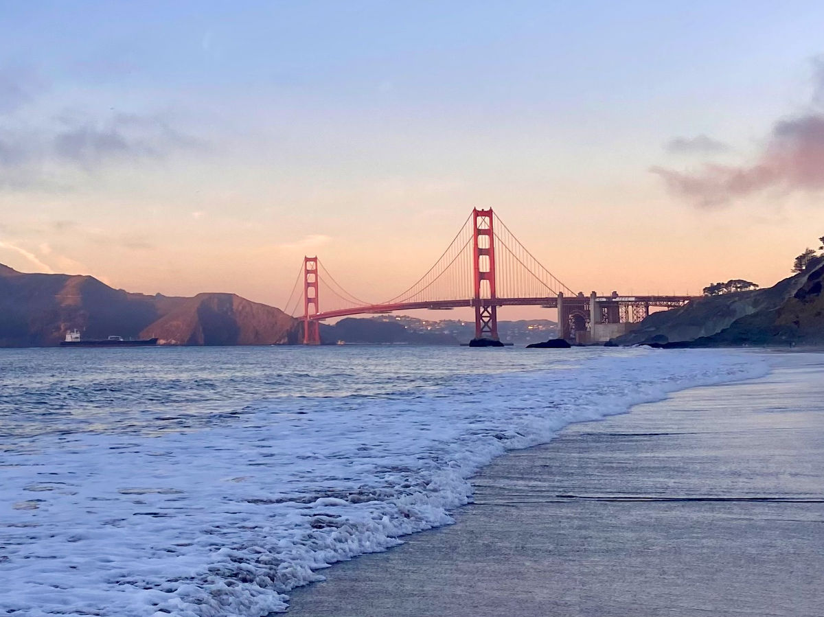 The view of Golden Gate Bridge from Baker Beach