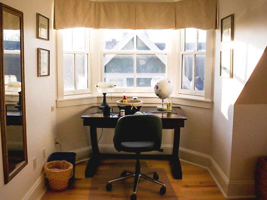 View of a work area near a window in The Great George Hotel